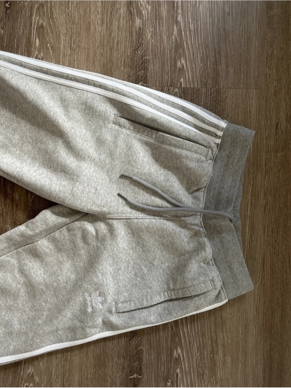 adidas Light Gray Joggers with White 3-Stripes - Picture 10 of 10